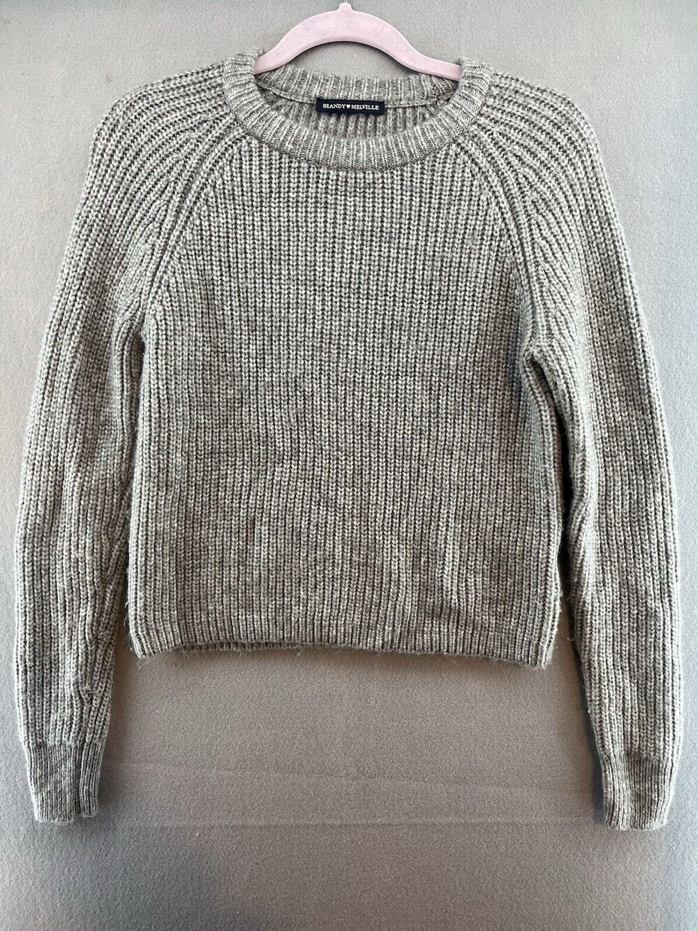 Brandy Melville Sweater Top Womens Medium Grey Knit Wool Blend Soft Sweater